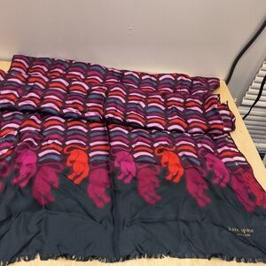 Kate Spade Multicolor Panther Rectangular Silk Scarf Wrap
